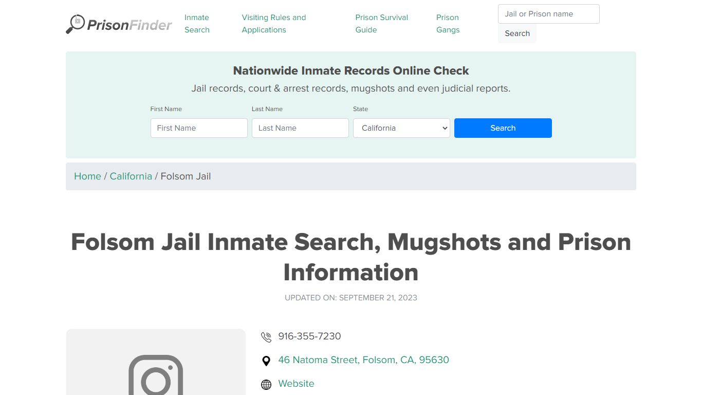 Folsom Jail Inmate Search, Mugshots and Prison Information
